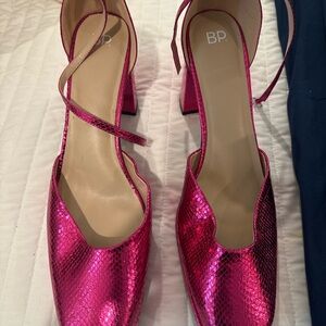 BP Pink Metallic Snake Print Block Heels – Women’s Size 15 – New